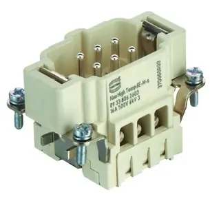 Bestseller Stift-Kontakteinsatz, 6B, 6-polig, bestückt, Schraubanschluss, mit PE-Kontakt, 09338062603