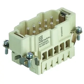 Bestseller Stift-Kontakteinsatz, 10B, 10-polig, bestückt, Schraubanschluss, mit PE-Kontakt, 09338102603