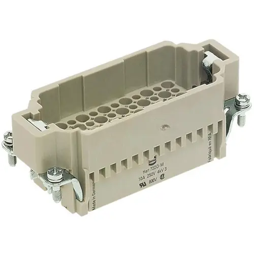 Zertifiziert Stift-Kontakteinsatz, 16B, 72-polig, unbestückt, Crimpanschluss, mit PE-Kontakt, 09160723001