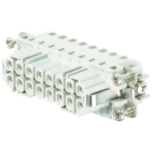 Abverkauf Buchsen-Kontakteinsatz, 5, 16-polig, bestückt, Zugfederanschluss, mit PE-Kontakt, 1896800000