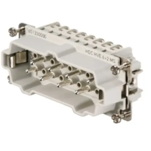 Zertifiziert Stift-Kontakteinsatz, 6, 8-polig, bestückt, Schraubanschluss, mit PE-Kontakt, 1651330000