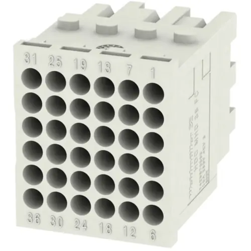 Buchsen-Kontakteinsatz, 36-polig, unbestückt, Crimpanschluss, mit PE-Kontakt, 1428870000 Neuheit