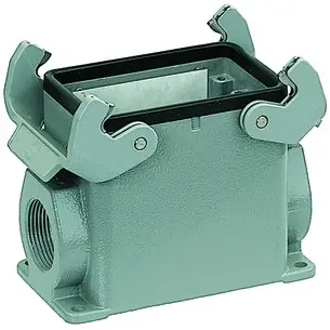 Wochenendangebot Aufbaugehäuse, Baugröße 32A, Aluminiumdruckguss, 2 x PG21, abgewinkelt, Querbügelverriegelung, IP65, 09200320270