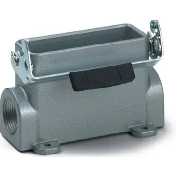 Zertifiziert Aufbaugehäuse, Baugröße HA10, Aluminiumlegierung, M20, abgewinkelt, Längsbügelverriegelung, IP65, 19448100