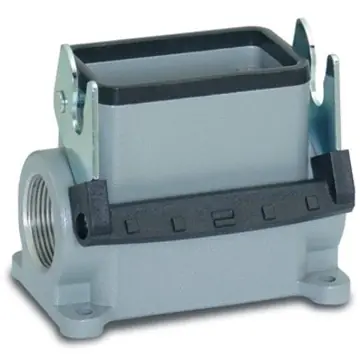 Aufbaugehäuse, Baugröße HB10, Aluminiumlegierung, 2 x M25/M32, abgewinkelt, Längsbügelverriegelung, IP65, 79061400 Echt