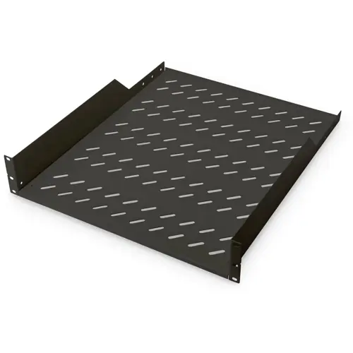 Fachboden, festeinbau, Stahl, (B x H x T) 482 x 88 x 549 mm, 2 HE, schwarz, für 483 mm Profilschienen, DN-19 TRAY-2-55-SW Zertifiziert