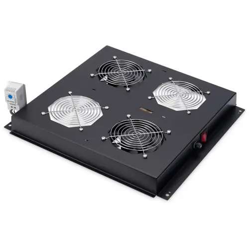 Dachlüftungsgerät, Stahl, (B x H x T) 470 x 80 x 410 mm, 1 HE, schwarz, für Varioflex-N/Unique Network/Dynamic Basic Schrankserie, DN-19 FAN-2-B-N Kracherpreis