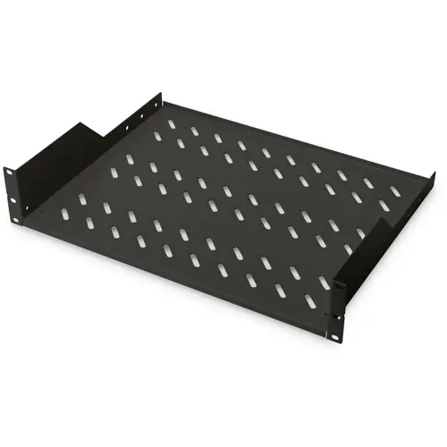 Fachboden, festeinbau, Stahl, (B x H x T) 483 x 89 x 352 mm, 2 HE, schwarz, für 483 mm Profilschienen, DN-19 TRAY-2-SW Saisonangebot