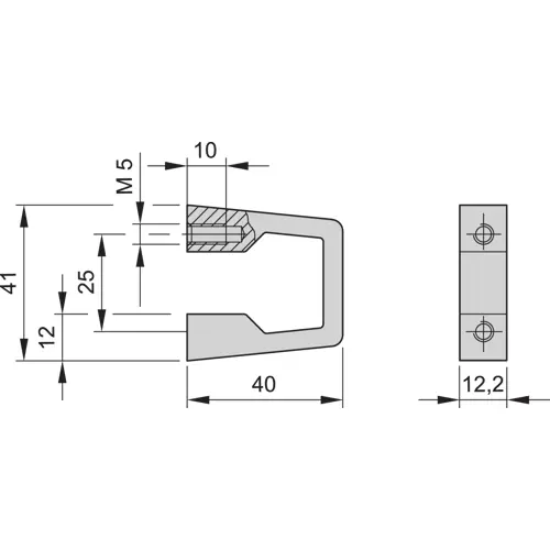 Frontgriff, gerade, Aluminium, (L x B x H) 40 x 12.2 x 41 mm, 1 HE, silber, 10501-116 Schnäppchen