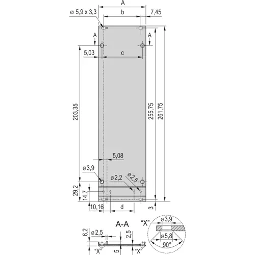 Abverkauf Frontplatte, Aluminium, (B x H) 106.34 x 261.75 mm, 6 HE/21 TE, für Kassetten, 34813-621