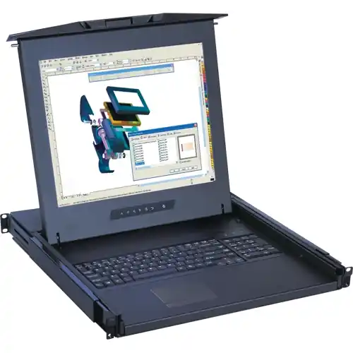 Direktkauf Schublade, mit Monitor, Tastatur französisch und Touchpad, (L) 470 mm, 1 HE, schwarz, 60118-582
