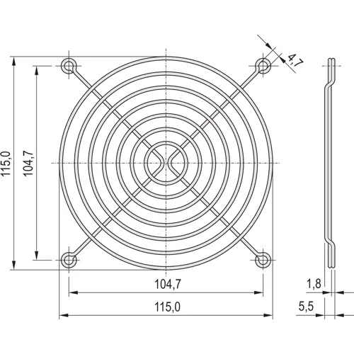 Sonderangebot Schutzgitter, Stahl, (L x B x H) 115 x 115 x 5.5 mm, 60197-019