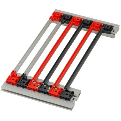 Wochenendangebot Führungsschiene, PC/Aluminium, (L x B) 220 x 2.5 mm, rot/silber, 64568-111