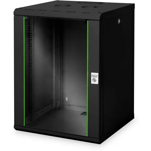 Wandgehäuse, 16 HE, (H x B x T) 820 x 600 x 600 mm, IP20, Stahlblech, schwarz, DN-19 16U-6/6-SW Abverkauf