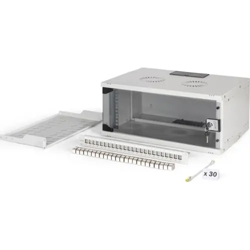 19-Zoll-Netzwerk-Set, 4HE, (H x B x T) 240 x 540 x 400 mm, IP20, grau, DN-49200-SET Wochenendangebot