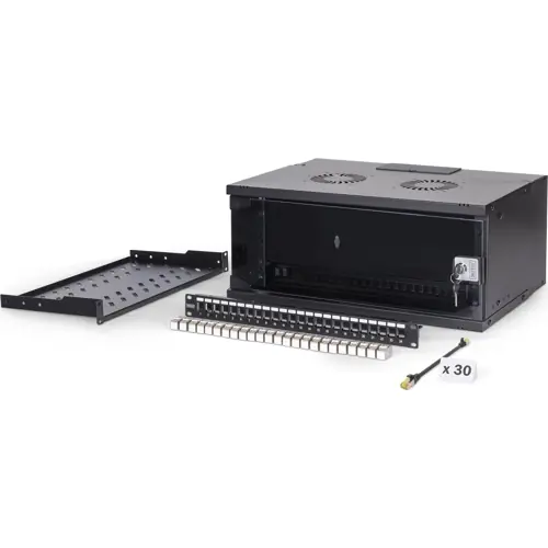 19-Zoll-Netzwerk-Set, 4HE, (H x B x T) 240 x 540 x 400 mm, IP20, schwarz, DN-49201-SET Schnäppchen