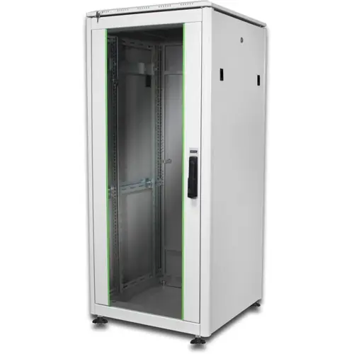 Zertifiziert Serverschrank, 26 HE, (H x B x T) 1342 x 600 x 600 mm, IP20, Stahlblech, lichtgrau, DN-19 26U-6/6-1