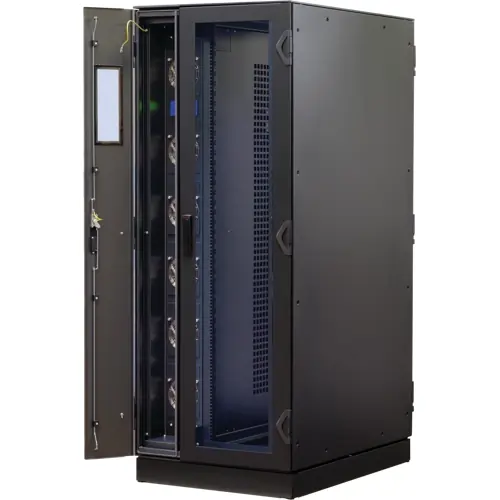 Abverkauf Schrank, 42 HE, mit zwei Türen, Kühler rechts montiert, oben/unten Zuführung, (H x B x T) 2100 x 800 x 1200 mm, Stahl, schwarzgrau, 10130-307