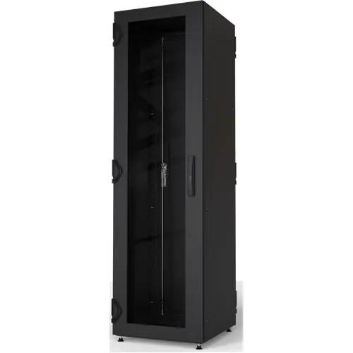 Solange Der Vorrat Reicht Schrank, 42 HE, mit Glasfronttür, (H x B x T) 2000 x 600 x 600 mm, IP55, Stahl, schwarzgrau, 10630-041