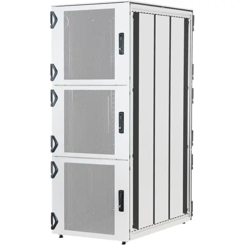 Daten-/Netzwerkschrank, 47 HE, 3 Fächer, (H x B x T) 2200 x 600 x 1000 mm, IP20, Stahl, weiß/schwarzgrau, 12130-209 Garantierte Lieferung