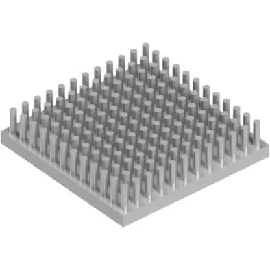 Aktuell Stiftkühlkörper, (L x B x H) 45 x 45 x 10 mm, 4.7 bis 1 K/W, Aluminium natur, 10006867