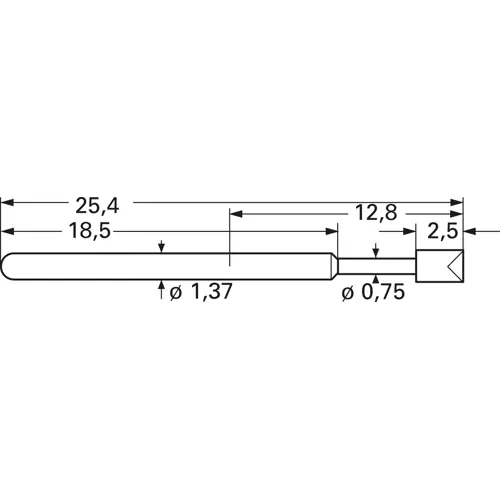 Sale Standard-Federkontakt mit Tastkopf, Waffel, Ø 1.8 mm, Hub 4.4 mm, RM 2.54 mm, L 25.4 mm, 1015-C-1.5N-AU-1.8 C