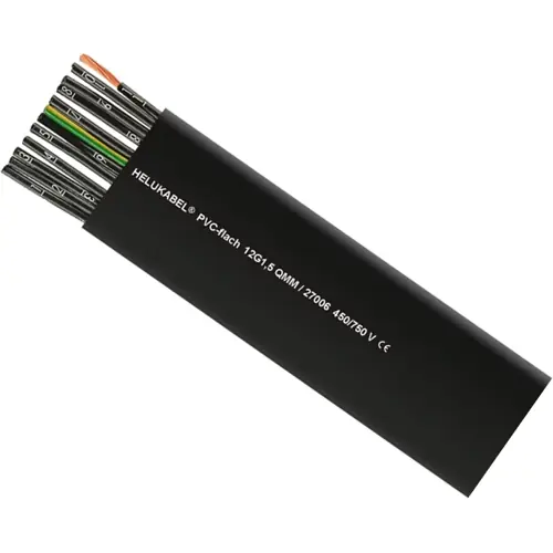 Wochenendangebot PVC Flachbandkabel PVC-flach 12 G 1,0 mm², AWG 18, ungeschirmt, schwarz, 26996