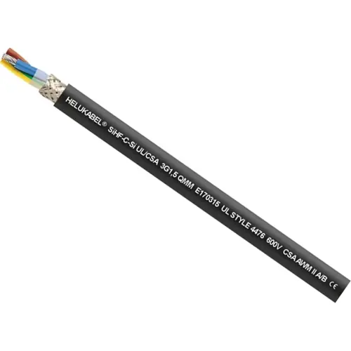 Zertifiziert Silikon Steuerleitung SiHF-C-Si UL/CSA 7 G 1,0 mm², AWG 18, geschirmt, schwarz, 22648