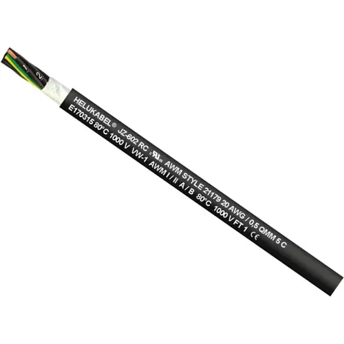 Versand Am Gleichen Tag PVC Steuerleitung JZ-602-RC 5 G 1,0 mm², AWG 18, geschirmt, schwarz, 89911